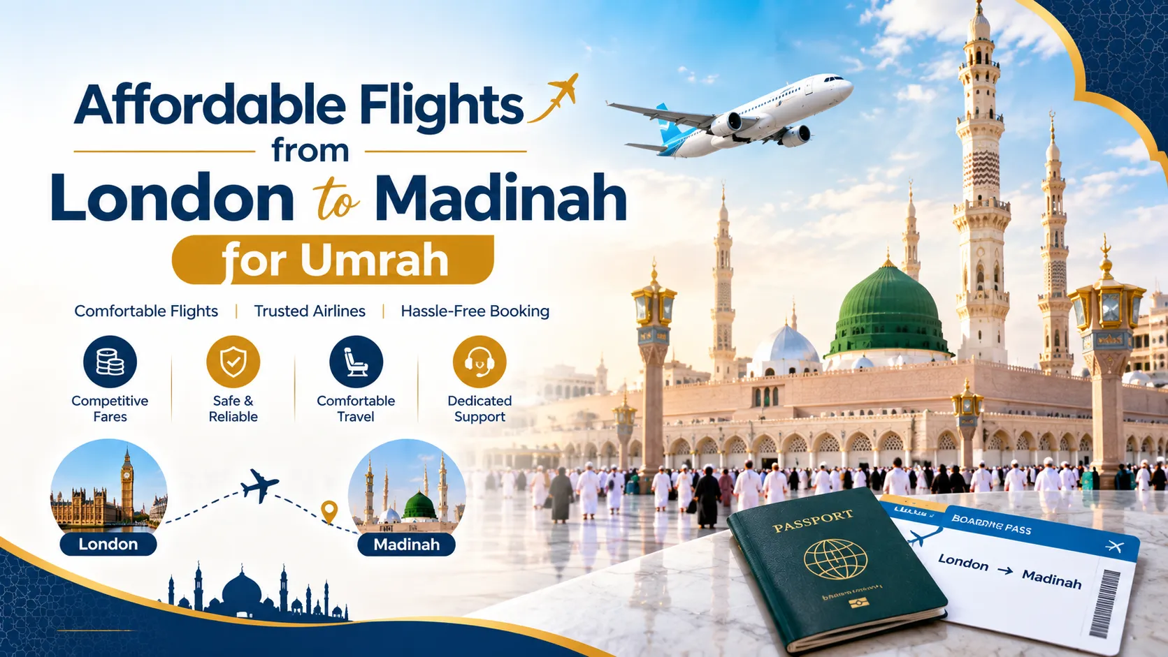 Affordable Flights from London to Madinah for Umrah